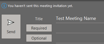 Screenshot showing the required and optional attendee fields and the send button